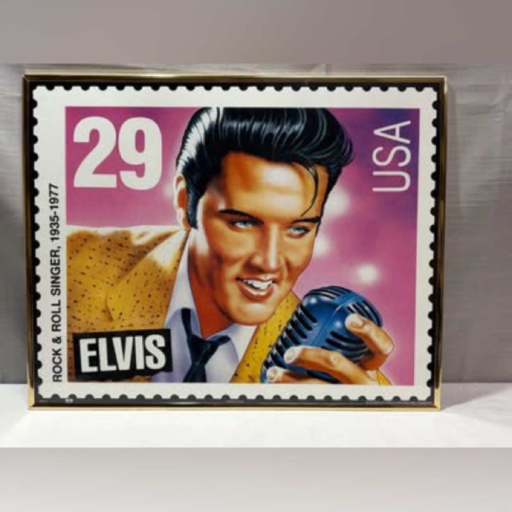 Vintage Elvis Singing Icon Stamp Framed Art Print